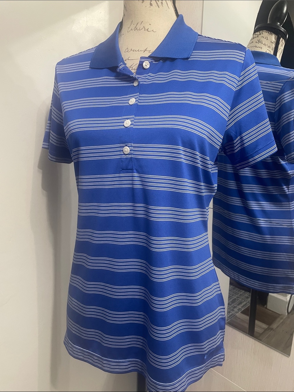 Nike Blue Striped Golf Polo
